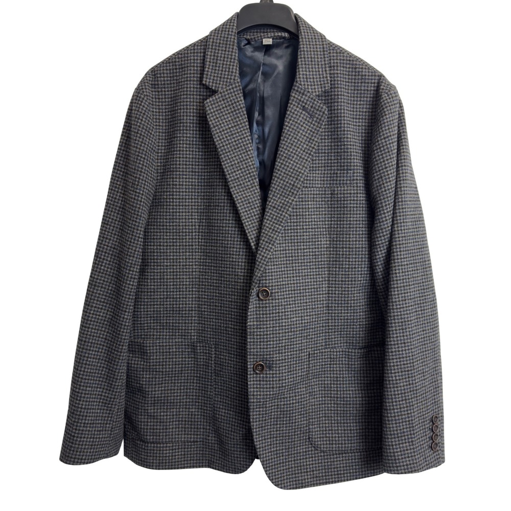 Goodfellow & Co Kenwood Blazer Mens Large Grey Check Blue Sport Coat Wool Blend